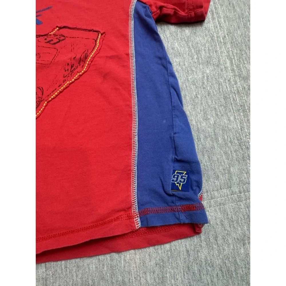 Disney Pixar Cars McQueen T-shirt Youth Boys 5/6Y Red Blue Graphic Print Y2K‎